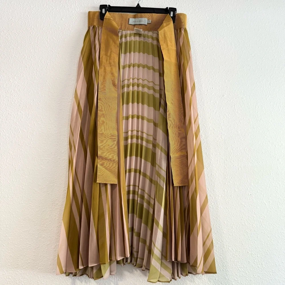 Silvia Tcherassi Striped Blanched Silkβ Midi Skirt Size S - Picture 4 of 10
